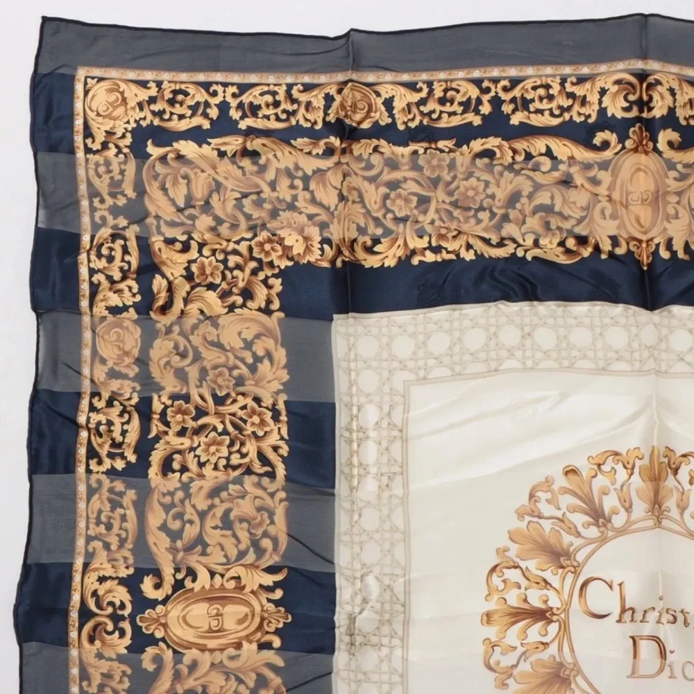 Christian Dior Sil Scarf - Navy